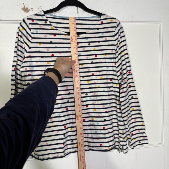 Boden Breton Long Sleeve Tee Stripes and Dots Navy Blue White Size 14 - Picture 4 of 9